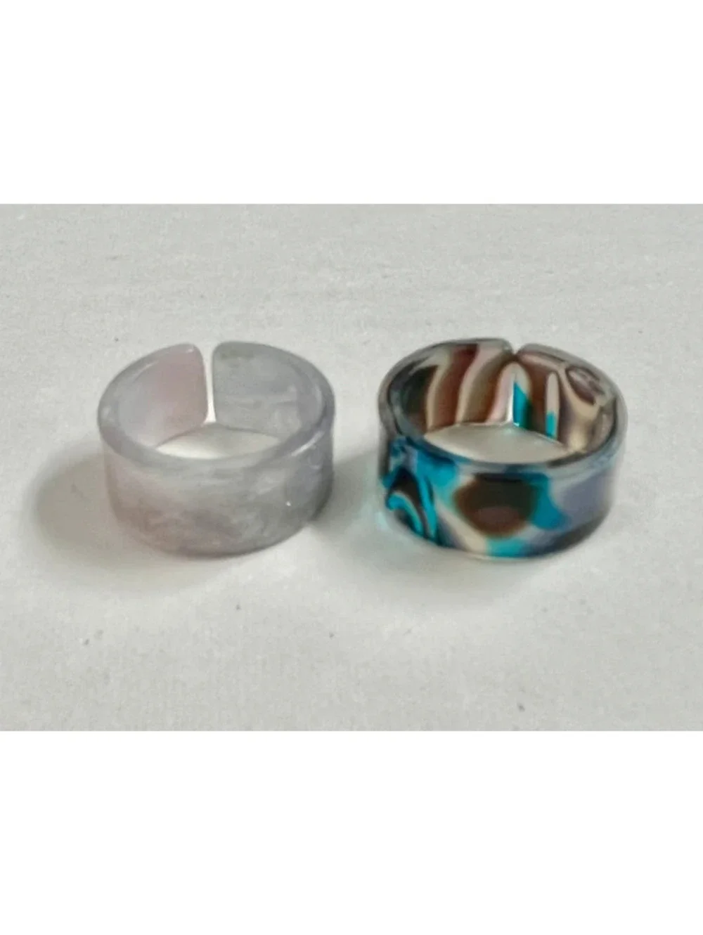 2 acrylic band rings grey turquoise tie diy